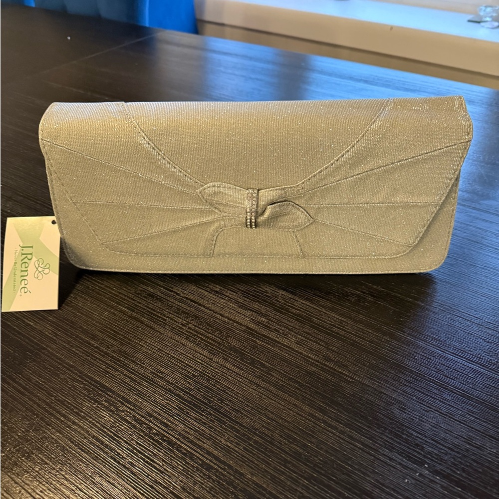 NWT J.Renee Shimmering Silver Clutch